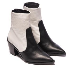 Black and white leather boots. Cowboy style heeled boots. BRAND NEW NEVER WORN
